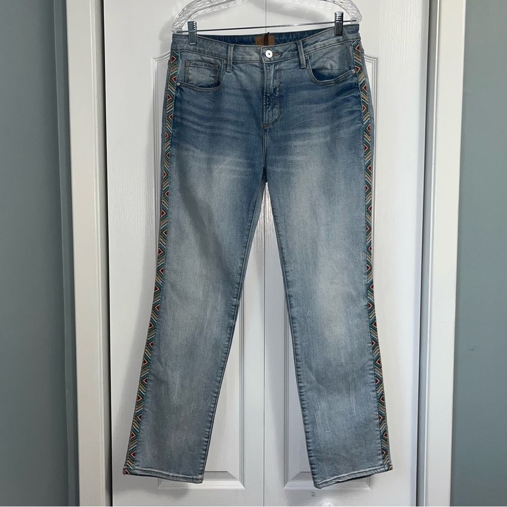 DRIFTWOOD embroidered Audrey High Rise Denim Jeans Anthropologie women’s size 31